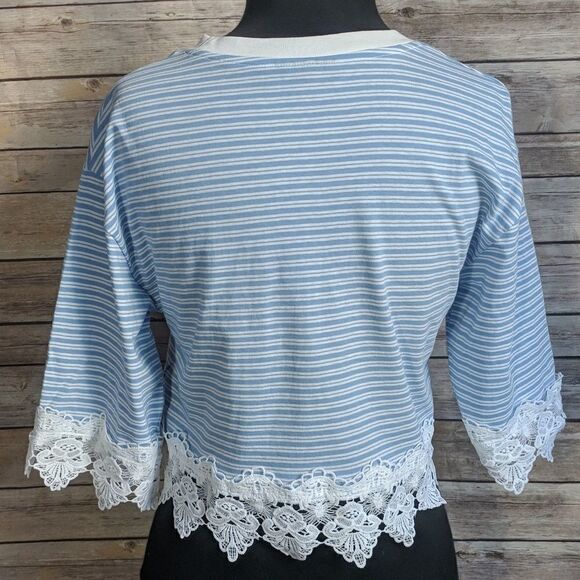 Topshop cropped striped crochet trim shirt - Picture 4 of 7